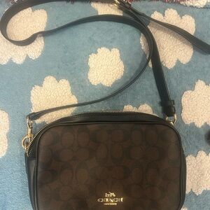 Coach Signature Brown and Black Crossbody Bag